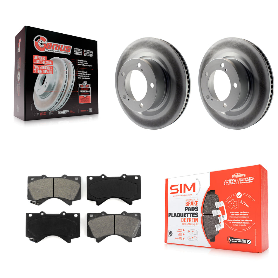Front Coated Disc Brake Rotors And Semi-Metallic Pads Kit For Toyota Tundra Sequoia Lexus LX570 Land Cruiser KGS-100386