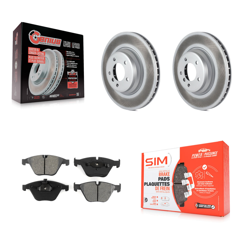 Front Coated Disc Brake Rotors And Semi-Metallic Pads Kit For BMW 335i xDrive X1 335d 335xi 335is KGS-100406