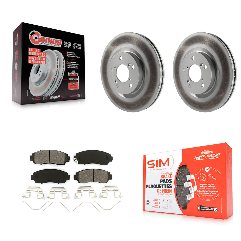 Front Coated Disc Brake Rotors And Semi-Metallic Pads Kit For 2011-2014 Honda Odyssey KGS-100423