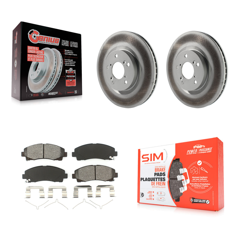 Front Coated Disc Brake Rotors And Semi-Metallic Pads Kit For 2009-2014 Acura TL KGS-100424