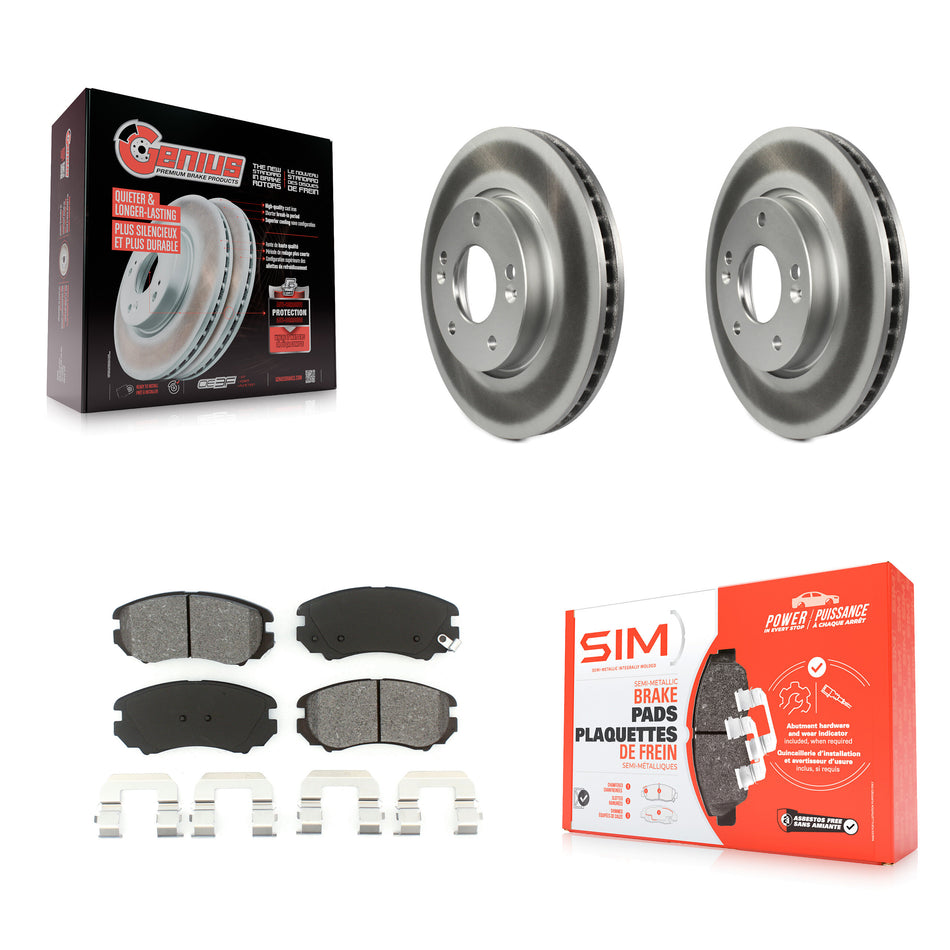 Front Coated Disc Brake Rotors And Semi-Metallic Pads Kit For 2010-2011 Kia Soul 2.0L KGS-100429
