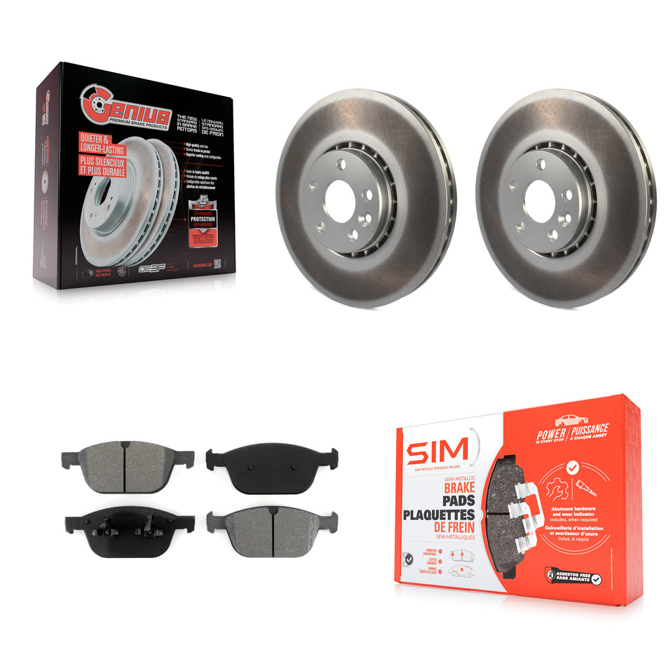 Front Coated Disc Brake Rotors And Semi-Metallic Pads Kit For 2010-2015 Volvo XC60 KGS-100433