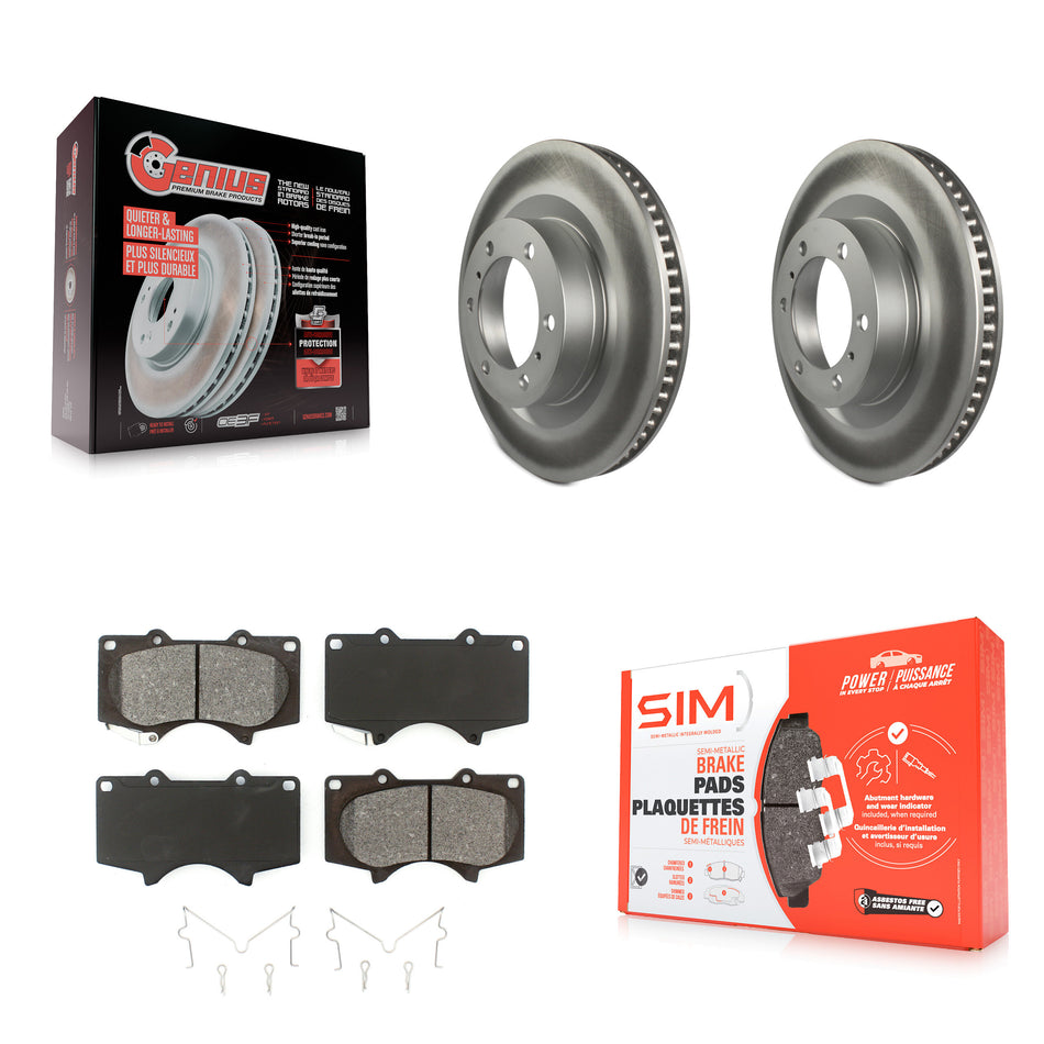 Front Coated Disc Brake Rotors And Semi-Metallic Pads Kit For 2010-2022 Toyota 4Runner Lexus GX460 KGS-100435