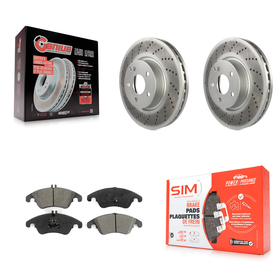 Front Coated Disc Brake Rotors And Semi-Metallic Pads Kit For Mercedes-Benz E350 C300 C350 E400 E250 SLC300 KGS-100441