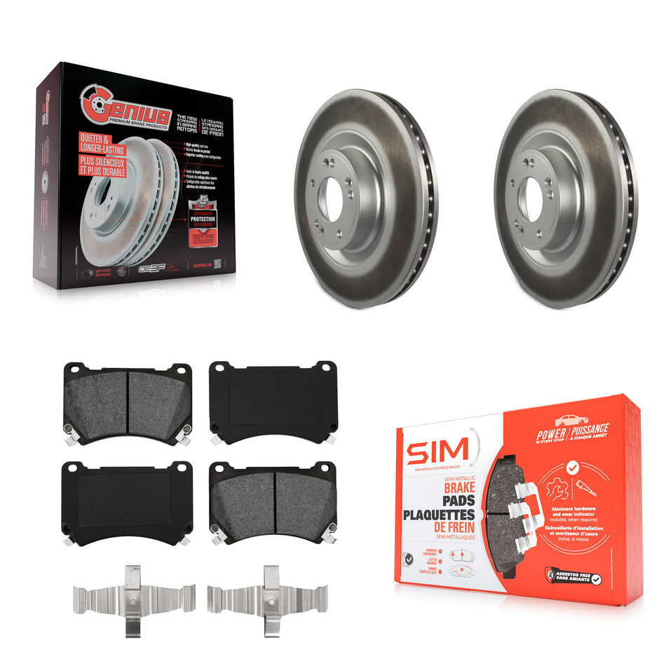 Front Coated Disc Brake Rotors And Semi-Metallic Pads Kit For Hyundai Genesis Equus KGS-100449