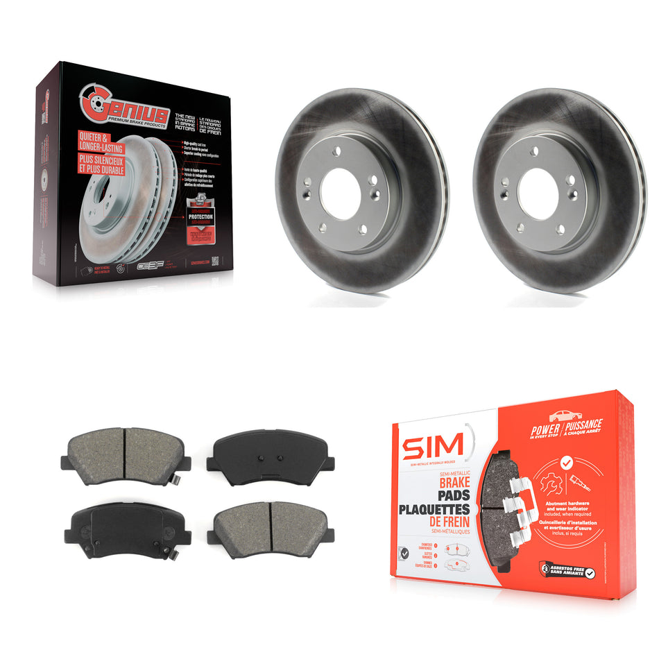 Front Coated Disc Brake Rotors And Semi-Metallic Pads Kit For Hyundai Elantra Kia Forte Veloster GT Forte5 Coupe Koup KGS-100451