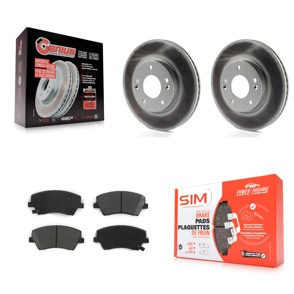Front Coated Disc Brake Rotors And Semi-Metallic Pads Kit For Hyundai Elantra KGS-100452