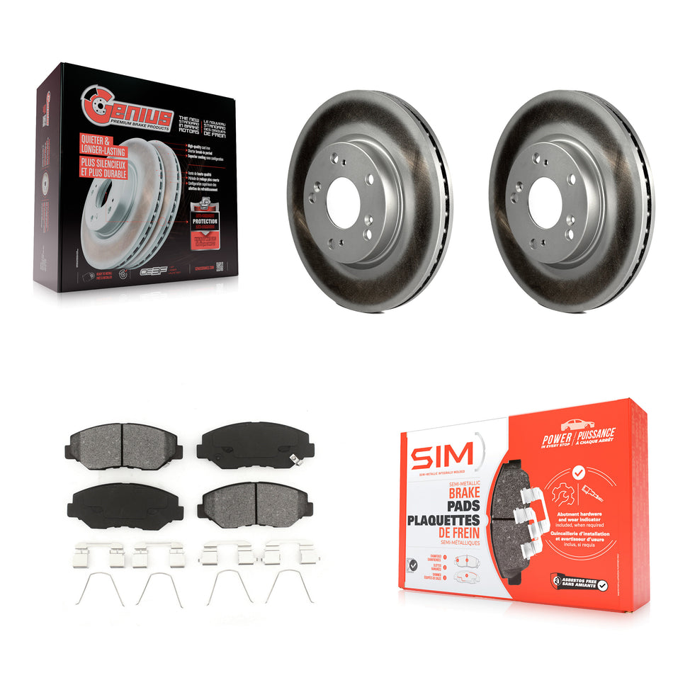 Front Coated Disc Brake Rotors And Semi-Metallic Pads Kit For 2013 Acura ILX 2.0L KGS-100473