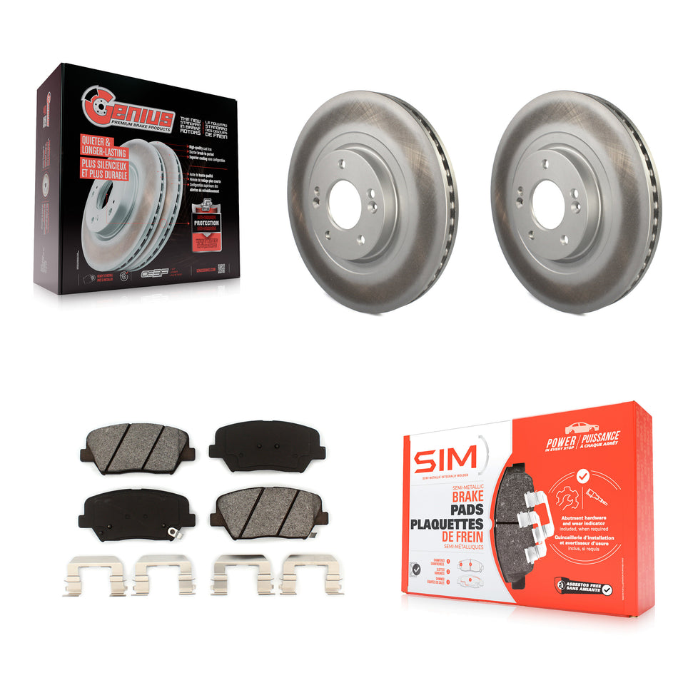Front Coated Disc Brake Rotors And Semi-Metallic Pads Kit For Hyundai Santa Fe Sport Kia Sorento KGS-100475