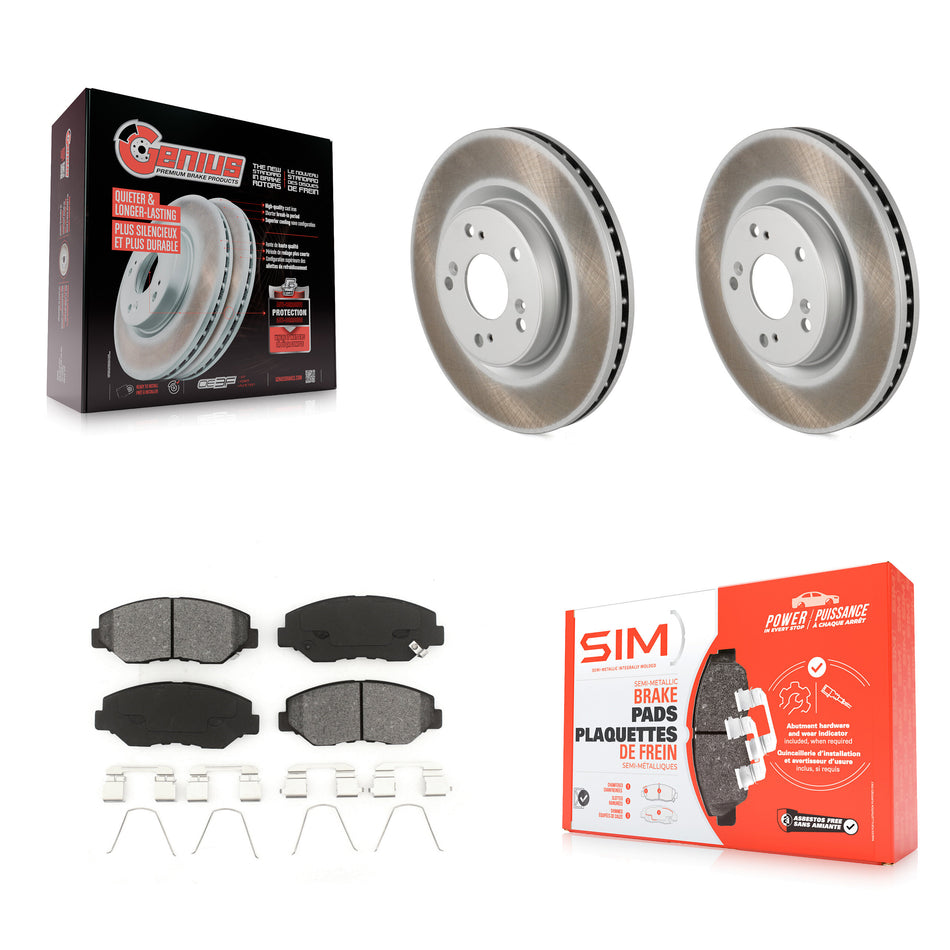 Front Coated Disc Brake Rotors And Semi-Metallic Pads Kit For 2012-2016 Honda CR-V FWD KGS-100482