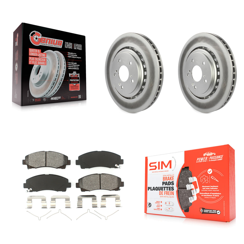 Front Coated Disc Brake Rotors And Semi-Metallic Pads Kit For 2015-2020 Acura TLX KGS-100488