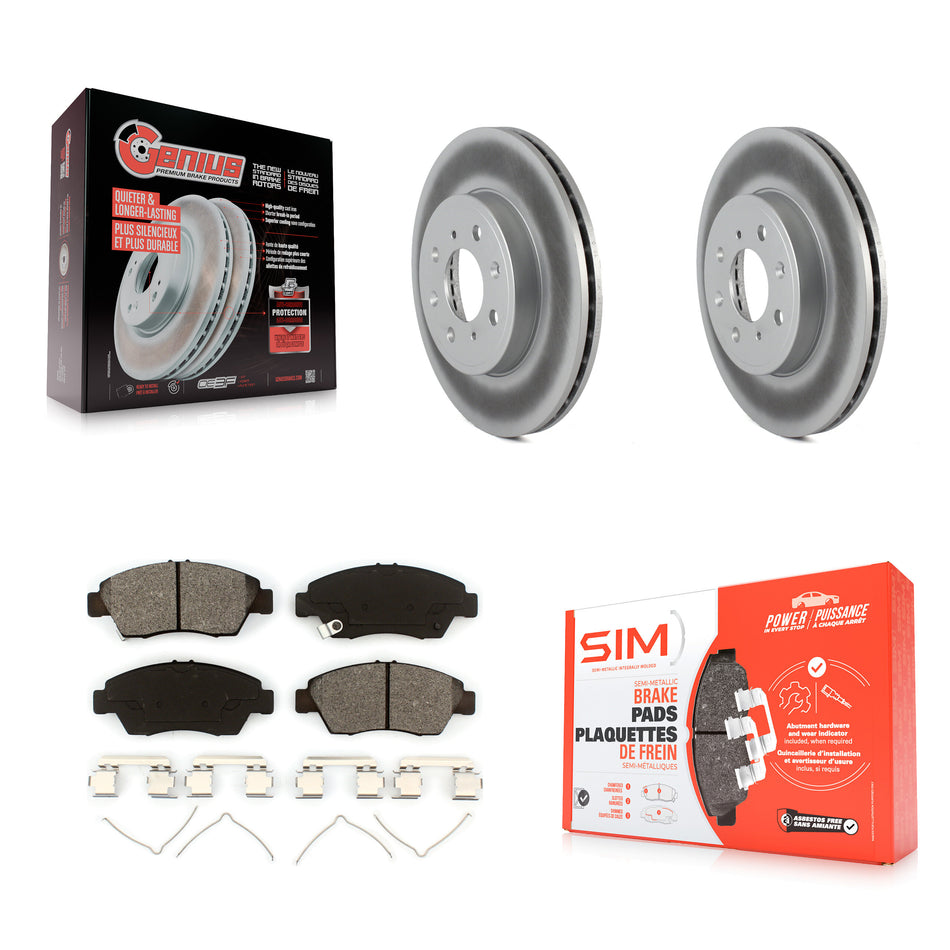 Front Coated Disc Brake Rotors And Semi-Metallic Pads Kit For Honda Fit KGS-100492