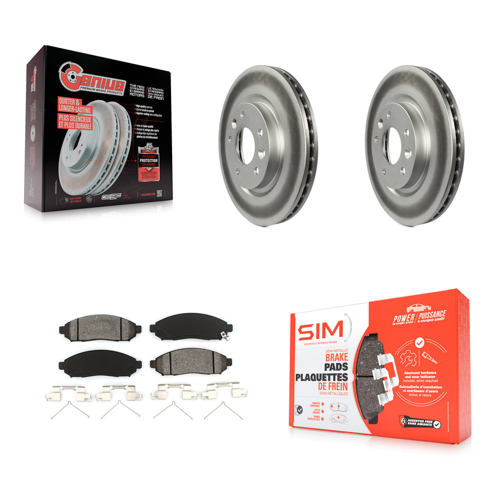 Front Coated Disc Brake Rotors And Semi-Metallic Pads Kit For 2015 Nissan LEAF Vehicles Manufactured In Japan KGS-100499