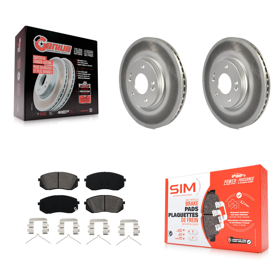 Front Coated Disc Brake Rotors And Semi-Metallic Pads Kit For Hyundai Sonata Kia Optima Niro EV Kona Electric KGS-100508