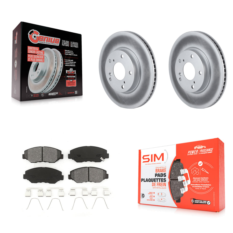Front Coated Disc Brake Rotors And Semi-Metallic Pads Kit For Honda Civic KGS-100510