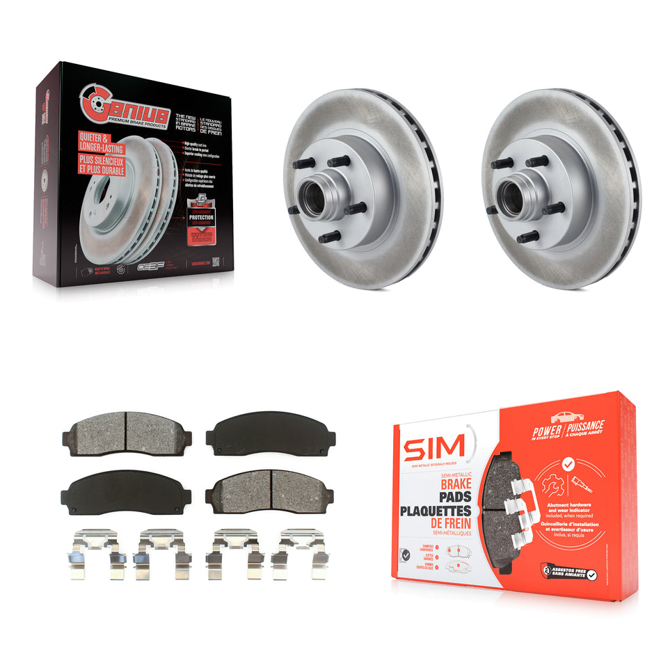 Front Coated Disc Brake Rotors Hub Assembly And Semi-Metallic Pads Kit For Ford Ranger Mazda B2300 B3000 B4000 KGS-100523