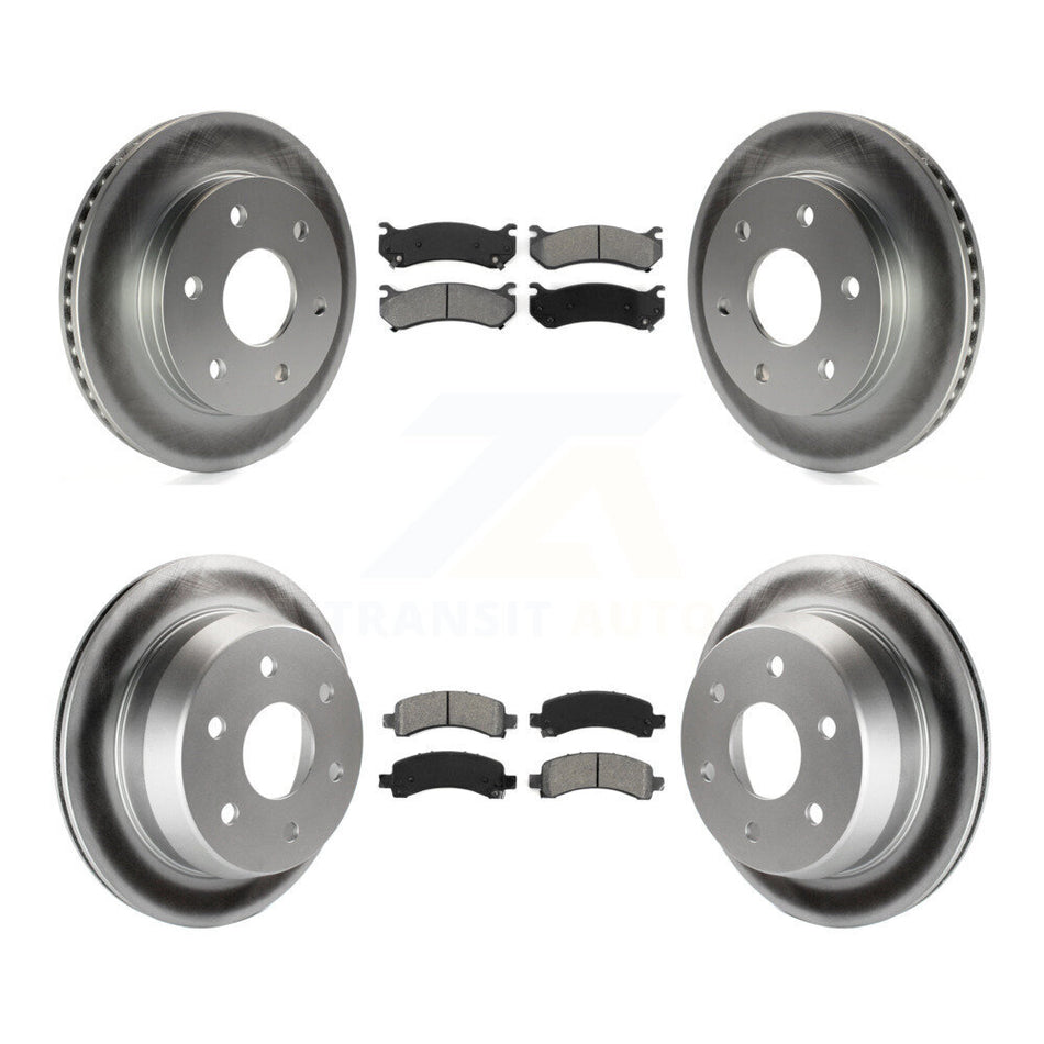 Front Rear Coated Disc Brake Rotors And Semi-Metallic Pads Kit For 2002 Chevrolet Avalanche 1500 With Single Piston Caliper 325mm Diameter Rotor KGS-100542