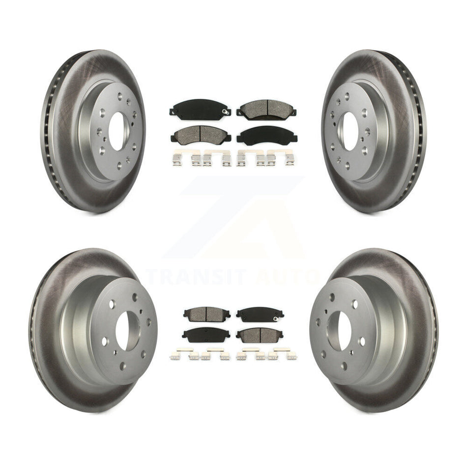 Front Rear Coated Disc Brake Rotors And Semi-Metallic Pads Kit For 2007-2007 Chevrolet Tahoe GMC Suburban 1500 Yukon Cadillac Avalanche XL Escalade ESV EXT KGS-100568