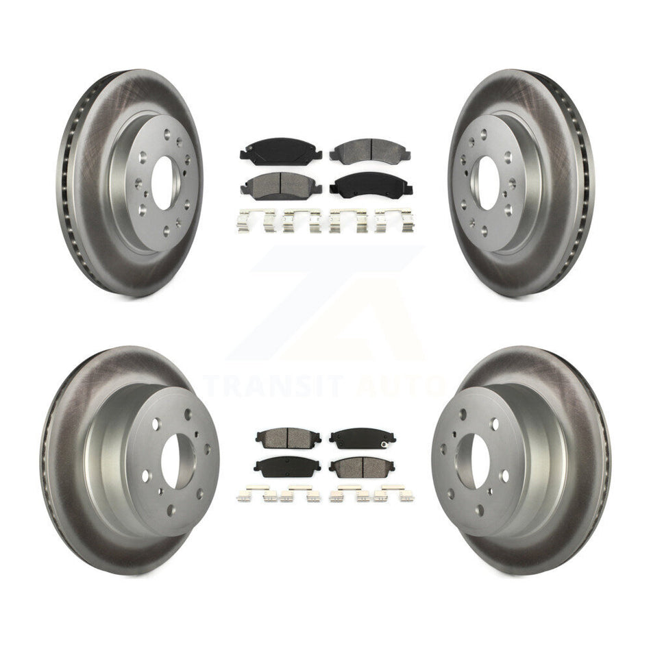 Front Rear Coated Disc Brake Rotors And Semi-Metallic Pads Kit For Chevrolet Silverado 1500 GMC Sierra Tahoe Suburban Yukon Cadillac XL Avalanche Escalade ESV EXT KGS-100572