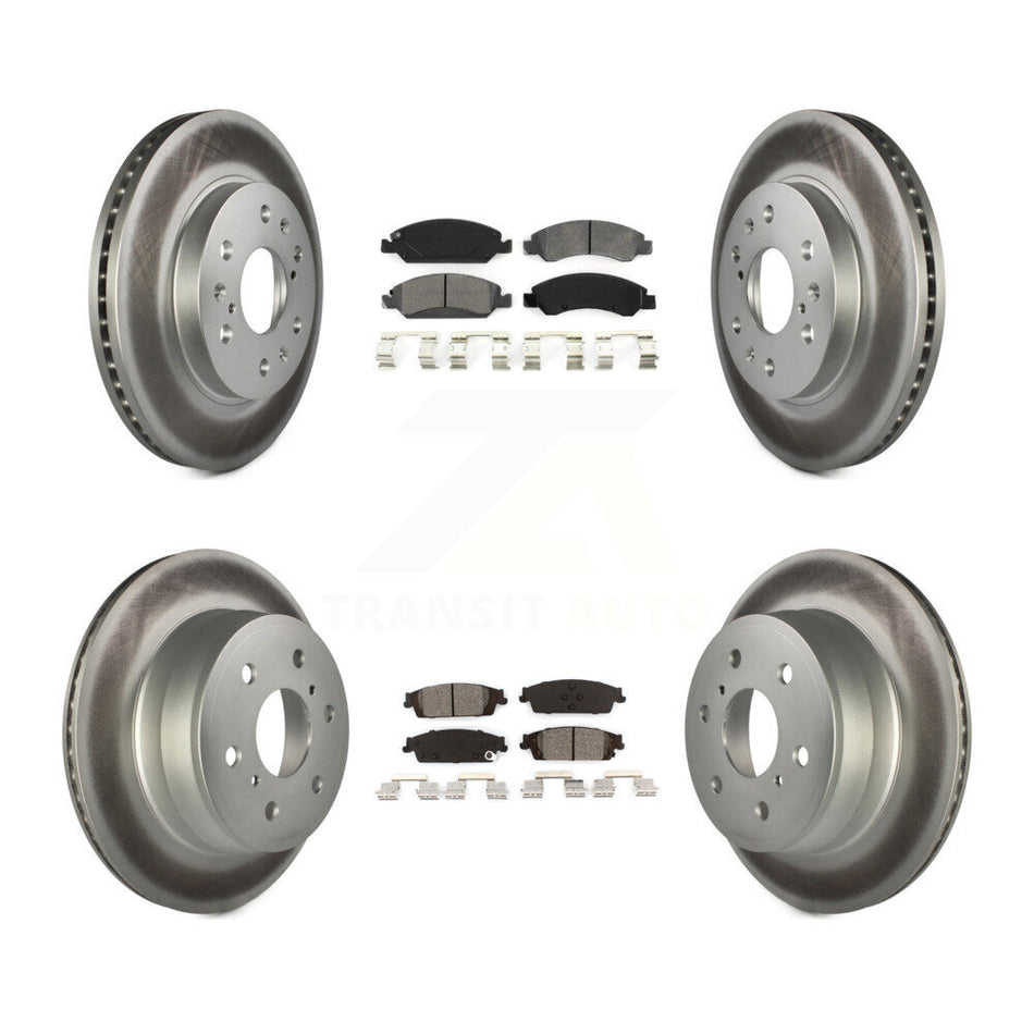 Front Rear Coated Disc Brake Rotors And Semi-Metallic Pads Kit For Chevrolet Silverado 1500 GMC Sierra Tahoe Suburban Yukon Cadillac XL Escalade ESV KGS-100573