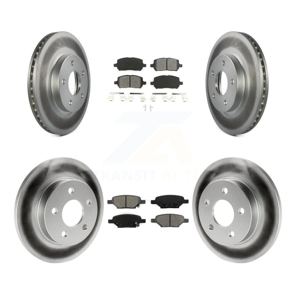 Front Rear Coated Disc Brake Rotors And Semi-Metallic Pads Kit For 2007-2010 Pontiac G5 With Drum Brakes 5 Lug Wheels KGS-100584