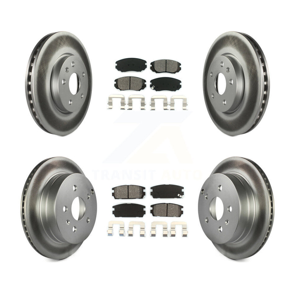 Front Rear Coated Disc Brake Rotors And Semi-Metallic Pads Kit For 2010-2017 Chevrolet Equinox GMC Terrain KGS-100590