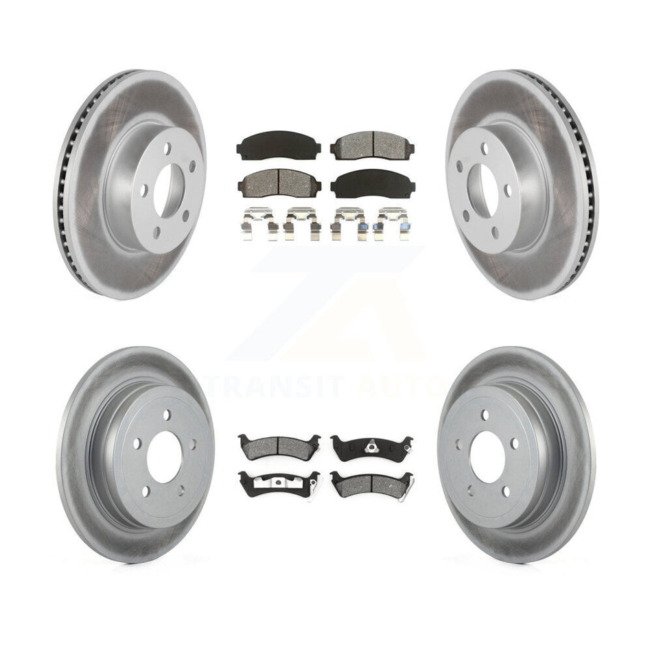 Front Rear Coated Disc Brake Rotors And Semi-Metallic Pads Kit For Ford Explorer Sport Trac 4WD KGS-100611