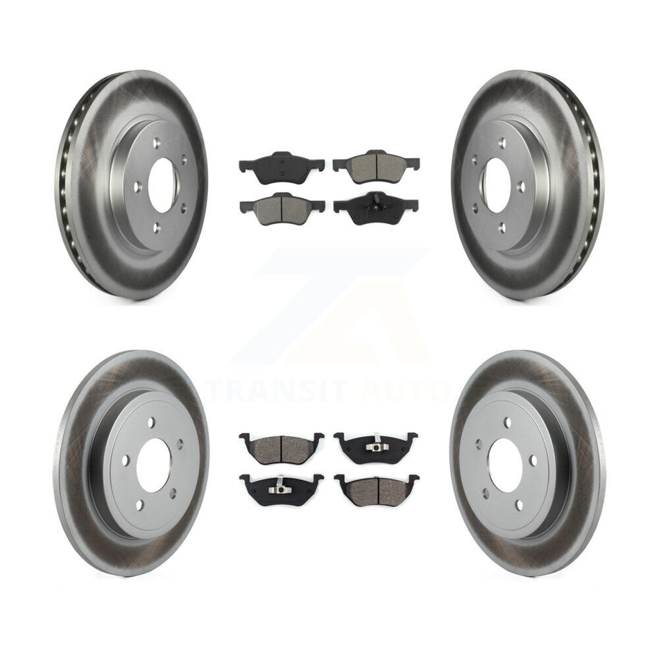 Front Rear Coated Disc Brake Rotors And Semi-Metallic Pads Kit For Ford Escape Mercury Mariner KGS-100621