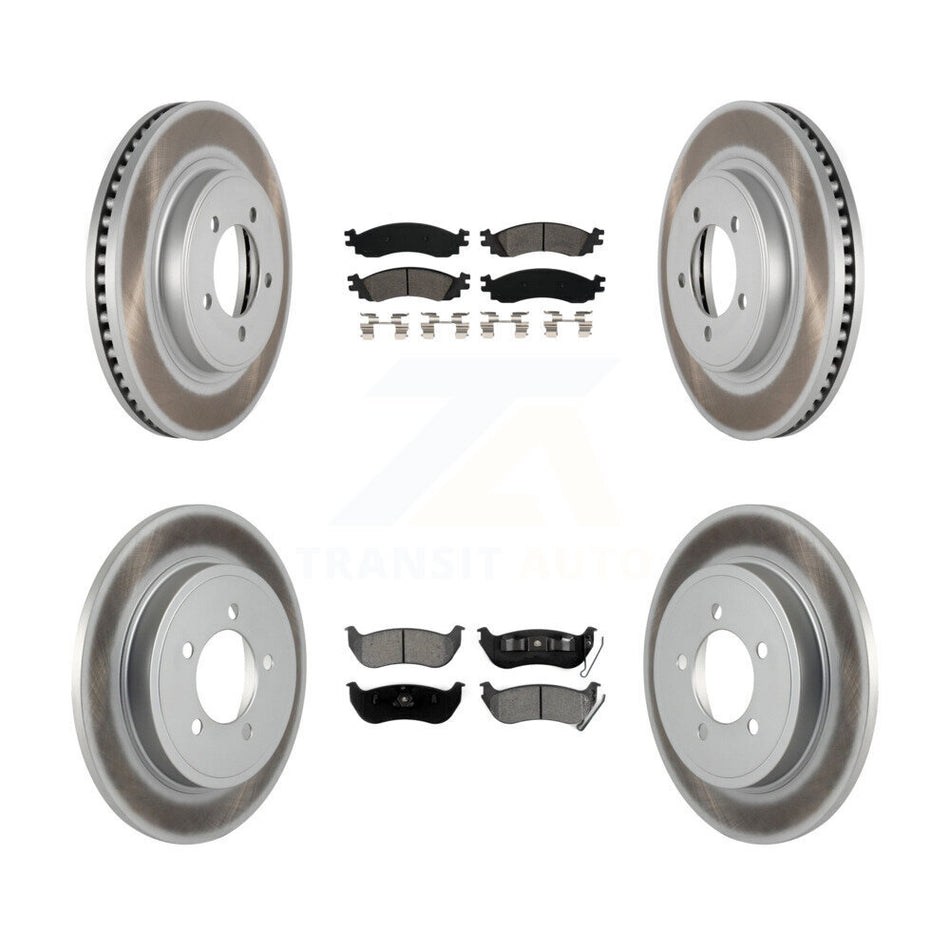 Front Rear Coated Disc Brake Rotors And Semi-Metallic Pads Kit For Ford Explorer Sport Trac Mercury Mountaineer KGS-100635