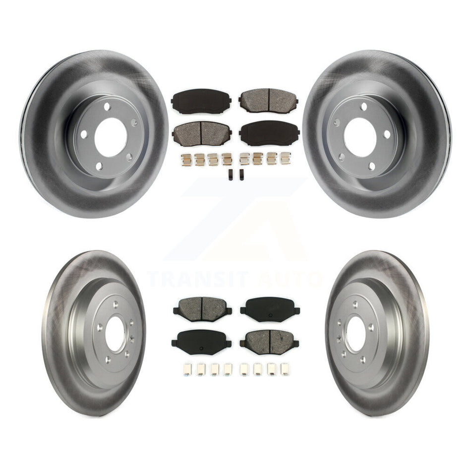 Front Rear Coated Disc Brake Rotors And Semi-Metallic Pads Kit For Ford Edge Lincoln MKX KGS-100643