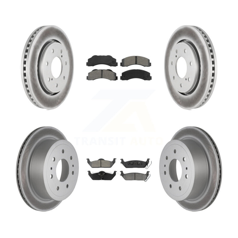 Front Rear Coated Disc Brake Rotors And Semi-Metallic Pads Kit For 2010-2011 Ford F-150 With 7 Lug Wheels KGS-100653