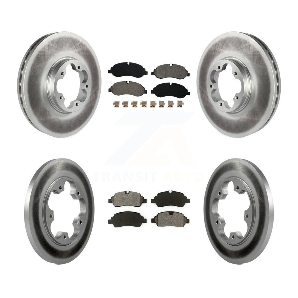 Front Rear Coated Disc Brake Rotors And Semi-Metallic Pads Kit For Ford Transit-250 Transit-350 Transit-150 With 5 Lug Wheels Without 4600 Lb Axle KGS-100666