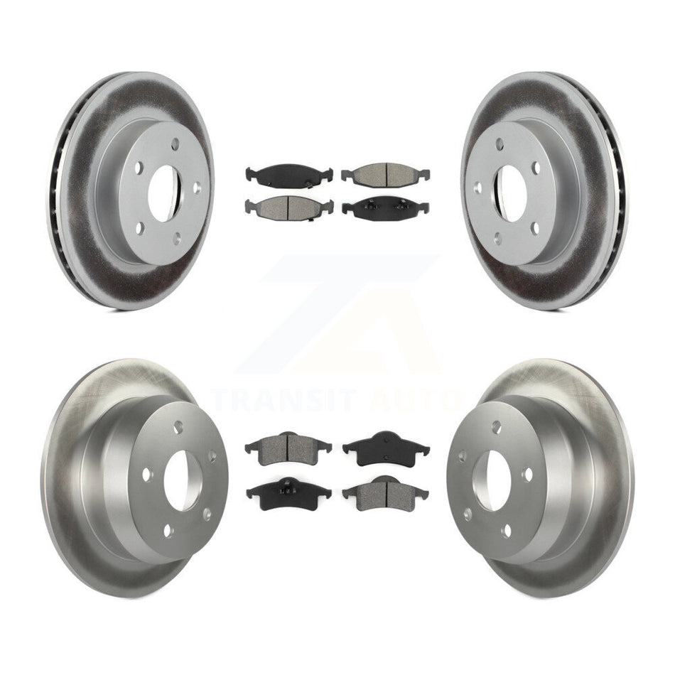 Front Rear Coated Disc Brake Rotors And Semi-Metallic Pads Kit For 1999-2002 Jeep Grand Cherokee With Teves & ATE Caliper KGS-100671