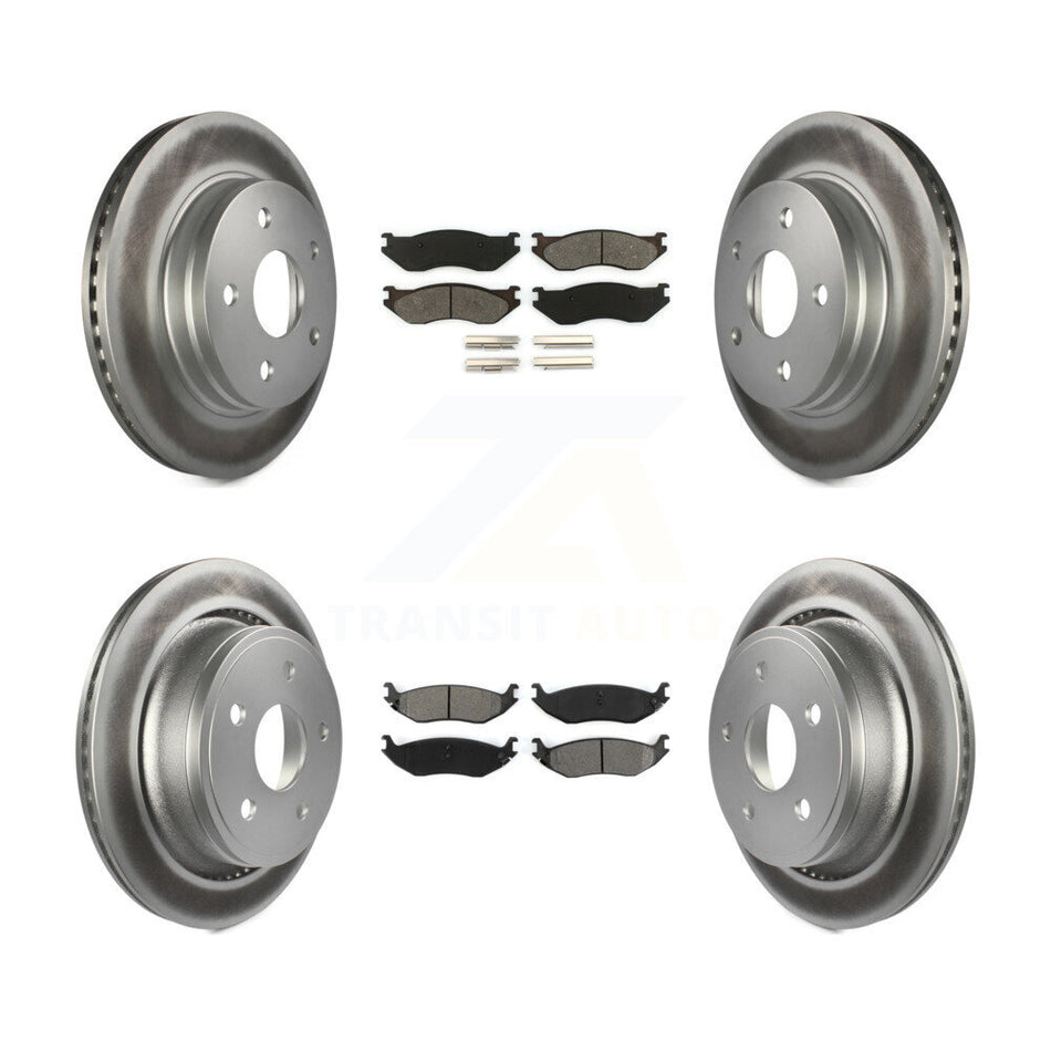 Front Rear Coated Disc Brake Rotors And Semi-Metallic Pads Kit For Dodge Ram 1500 KGS-100685