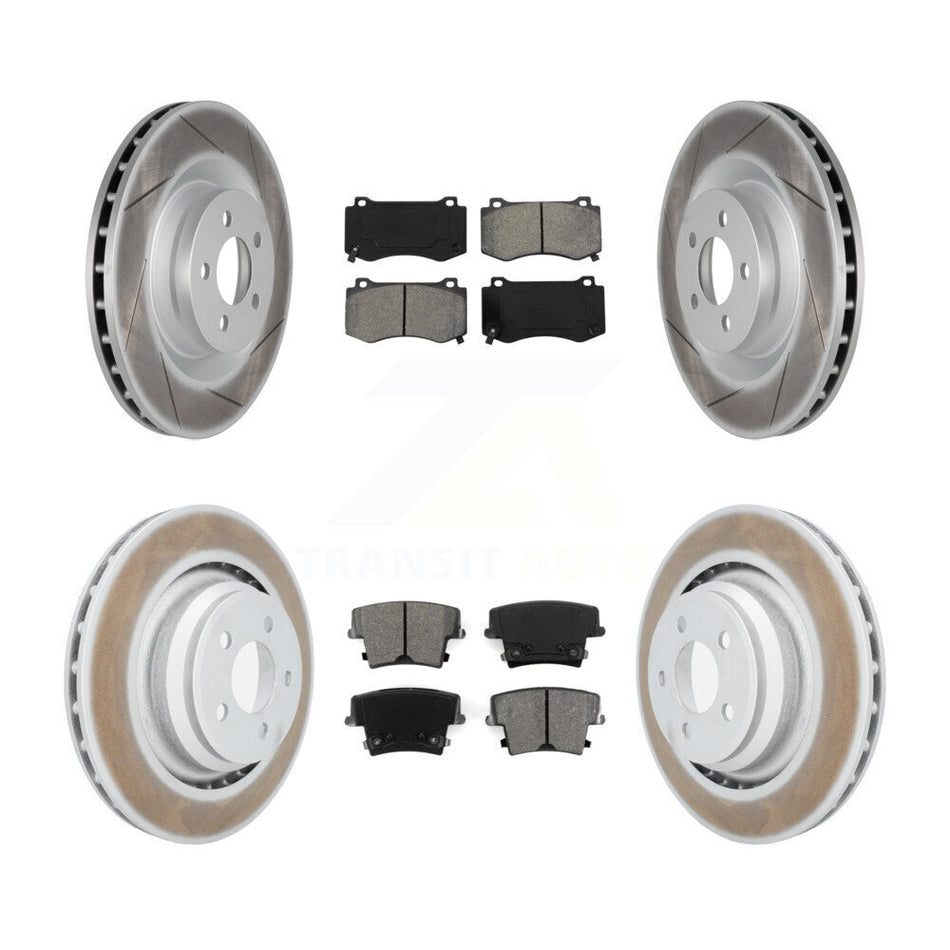 Front Rear Coated Disc Brake Rotors And Semi-Metallic Pads Kit For 2015 Dodge Charger R T Scat Pack with 6.4L KGS-100712
