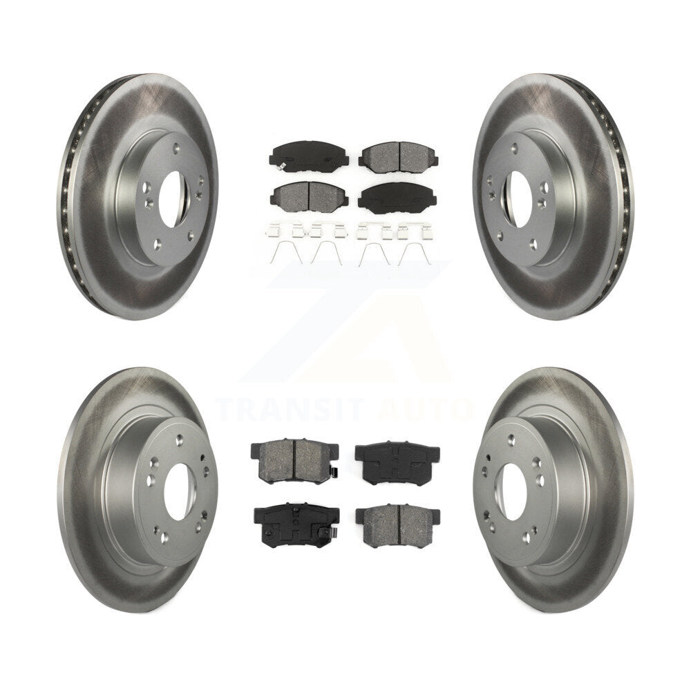 Front Rear Coated Disc Brake Rotors And Semi-Metallic Pads Kit For Honda Accord KGS-100765