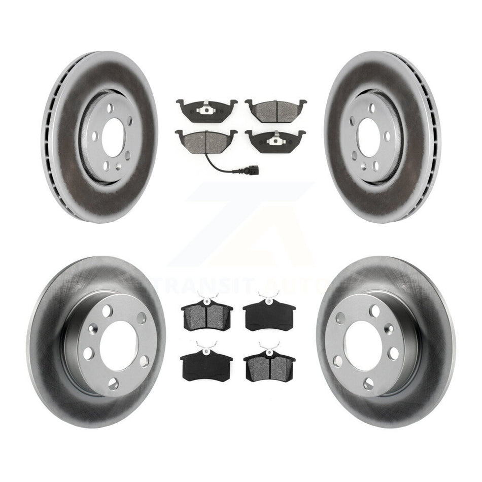 Front Rear Coated Disc Brake Rotors And Semi-Metallic Pads Kit For 2000-2001 Volkswagen Golf 2.0L With 288mm Diameter Rotor KGS-100786
