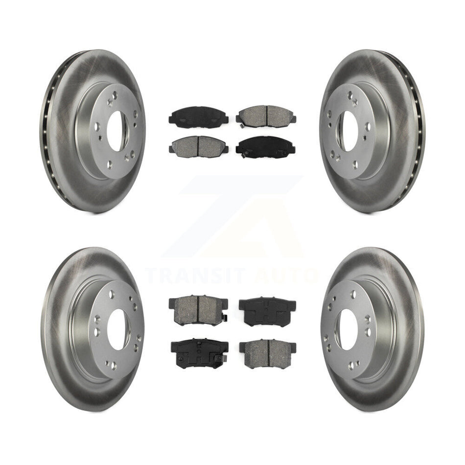 Front Rear Coated Disc Brake Rotors And Semi-Metallic Pads Kit For Honda Civic KGS-100805