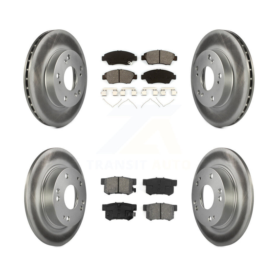 Front Rear Coated Disc Brake Rotors And Semi-Metallic Pads Kit For Honda Civic KGS-100807