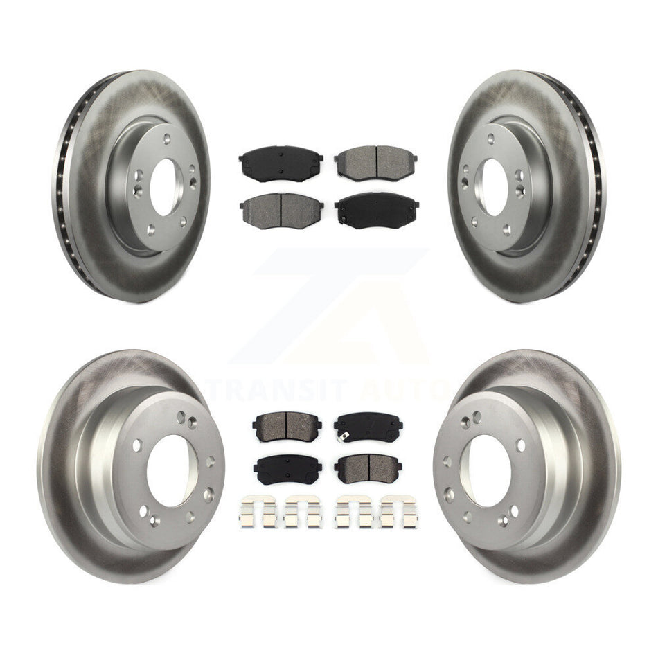 Front Rear Coated Disc Brake Rotors And Semi-Metallic Pads Kit For Hyundai Tucson Kia Sportage FWD KGS-100817