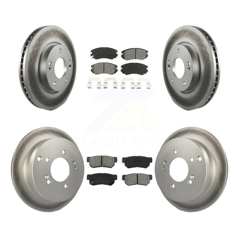 Front Rear Coated Disc Brake Rotors And Semi-Metallic Pads Kit For Kia Sportage Hyundai Tucson KGS-100819