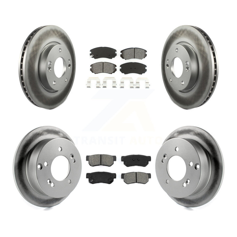 Front Rear Coated Disc Brake Rotors And Semi-Metallic Pads Kit For Hyundai Sonata Kia Sportage Tucson Optima Magentis KGS-100821