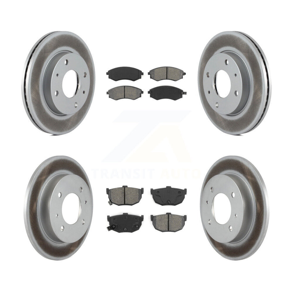 Front Rear Coated Disc Brake Rotors And Semi-Metallic Pads Kit For Hyundai Elantra KGS-100828
