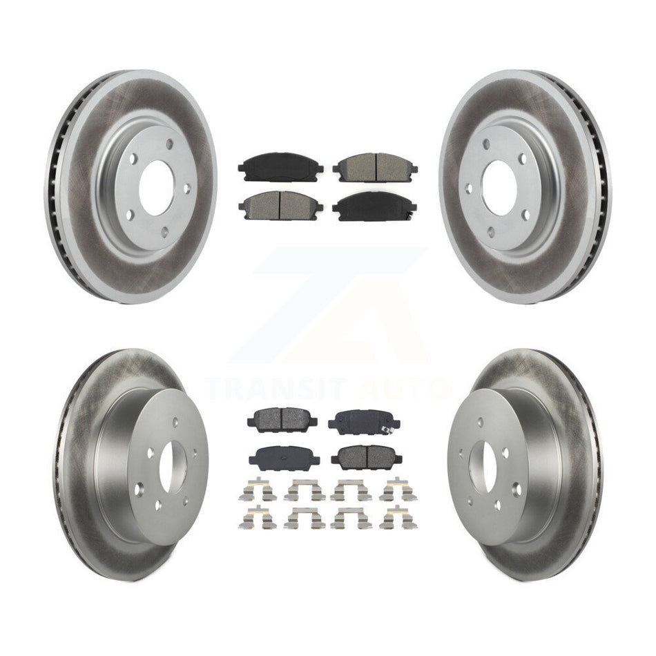 Front Rear Coated Disc Brake Rotors And Semi-Metallic Pads Kit For 2004-2009 Nissan Quest KGS-100833