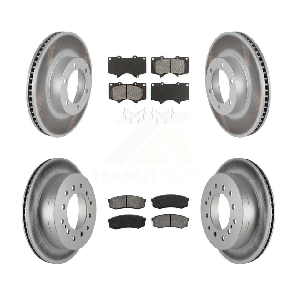 Front Rear Coated Disc Brake Rotors And Semi-Metallic Pads Kit For Toyota 4Runner Lexus GX470 KGS-100851