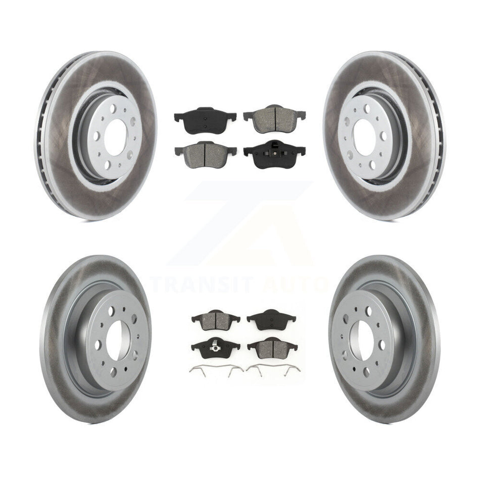 Front Rear Coated Disc Brake Rotors And Semi-Metallic Pads Kit For 2008 Volvo S60 With 316mm Diameter Rotor KGS-100858