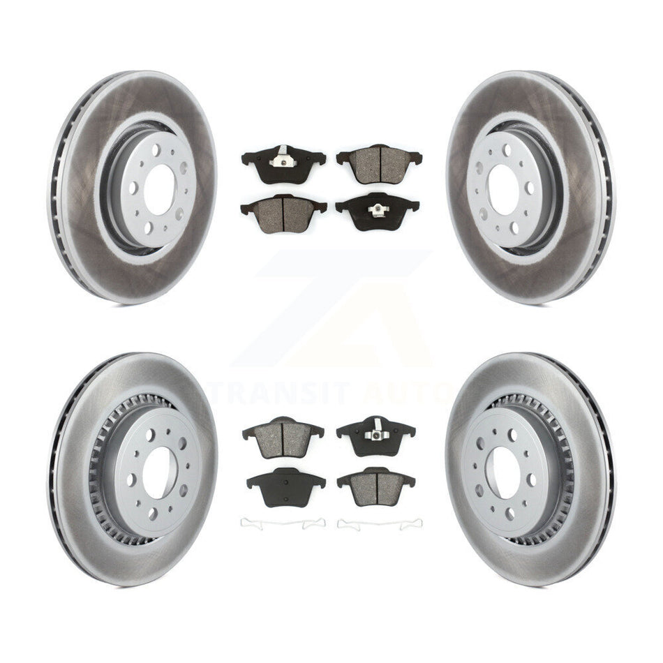 Front Rear Coated Disc Brake Rotors And Semi-Metallic Pads Kit For 2003-2014 Volvo XC90 With 316mm Diameter Rotor KGS-100859