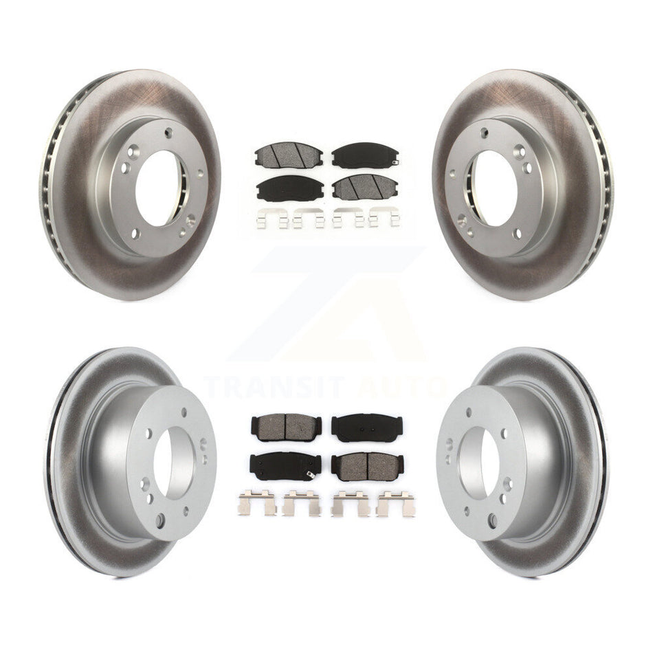 Front Rear Coated Disc Brake Rotors And Semi-Metallic Pads Kit For 2003-2006 Kia Sorento KGS-100882