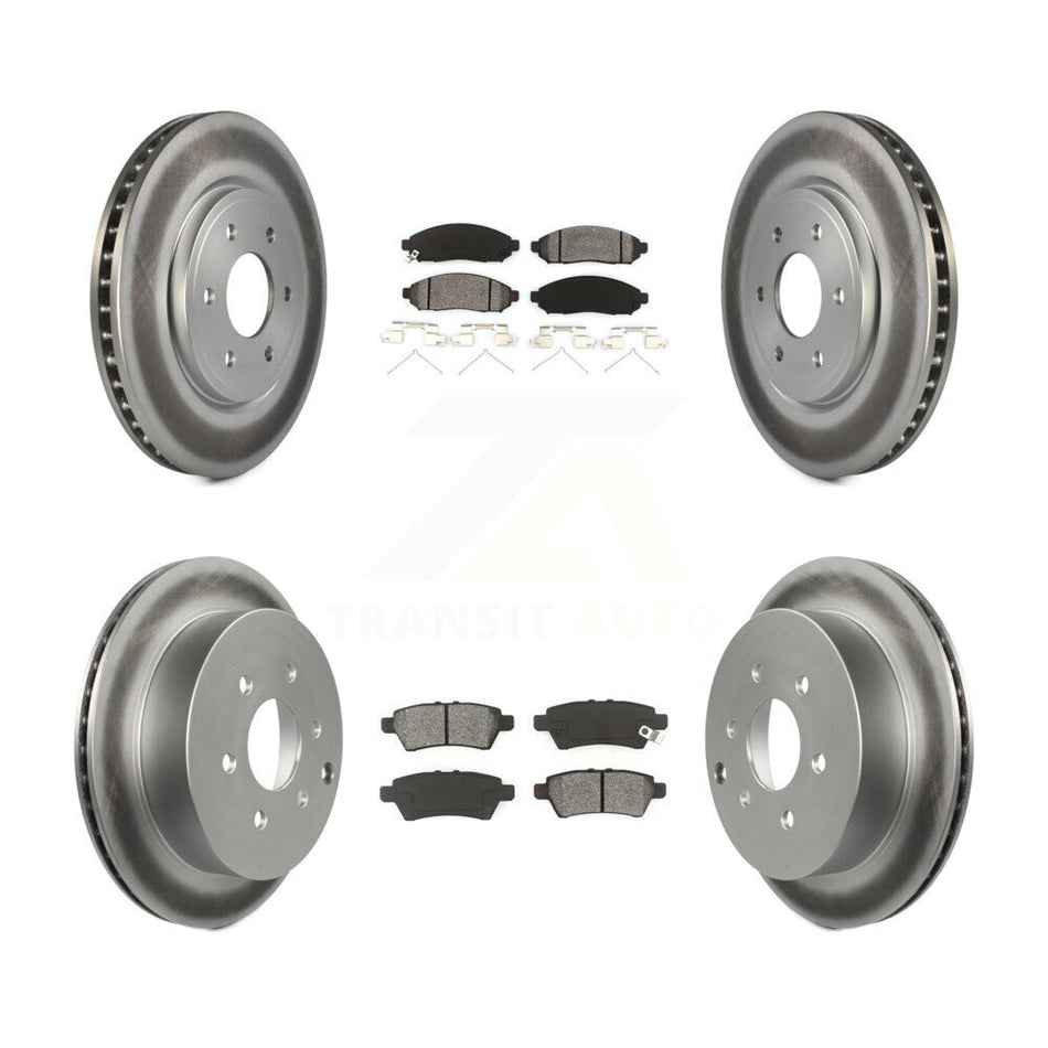 Front Rear Coated Disc Brake Rotors And Semi-Metallic Pads Kit For 2006-2007 Nissan Xterra KGS-100897