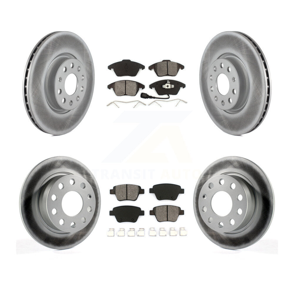Front Rear Coated Brake Rotor & Semi-Metallic Pad Kit For 2017-2018 Volkswagen Jetta 2.0L KGS-100905